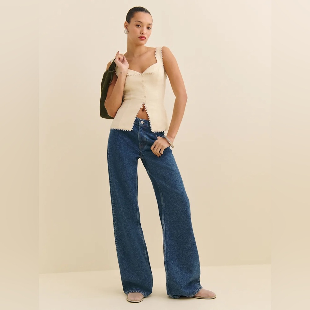 Reformation Viola Linen Top in Sugar. Brand new without tags, never worn. - Picture 1 of 12